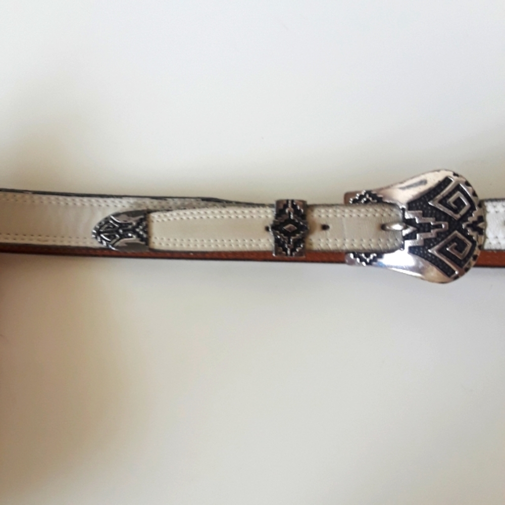 Nocona Western White Leather Belt